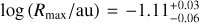 $\log \left({R_{\rm max}}/{\rm au} \right)=-1.11^{+0.03}_{-0.06}$