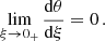 $$ \begin{aligned} \lim _{\xi \rightarrow 0_{+}} \frac{\mathrm{d}\theta }{\mathrm{d}\xi } = 0\, . \end{aligned} $$