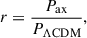 $$ \begin{aligned} r = \frac{P_{\rm ax}}{P_{\Lambda \mathrm{CDM}}}, \end{aligned} $$