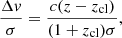 $$ \begin{aligned} \frac{\Delta v}{\sigma } = \frac{c(z-z_{\rm {cl}})}{(1+z_{\rm {cl}})\sigma }, \end{aligned} $$