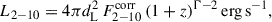 $$ \begin{aligned} L_{2{-}10} = 4\pi d_{\rm L}^{2} \,F_{2{-}10}^\mathrm{corr}\,(1 + z)^{\Gamma - 2}\,\mathrm{erg\,s^{-1}}, \end{aligned} $$