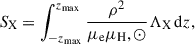 $$ \begin{aligned} S_{\rm X}=\int _{-z_{\rm max}}^{z_{\rm max}}\frac{\rho ^2}{\mu _\mathrm{e} \mu _\mathrm H,\odot }\Lambda _\mathrm{X} \,\mathrm{d} z, \end{aligned} $$
