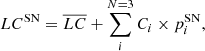 $$ \begin{aligned} LC^\mathrm{SN} = \overline{LC} + \sum _i^{N=3} C_i \times p_i^\mathrm{SN}, \end{aligned} $$