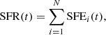 $$ \begin{aligned} \mathrm{SFR}(t) = \sum ^{N}_{i = 1} \mathrm{SFE}_{i}(t) ,\end{aligned} $$