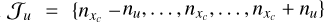 ${J_u} = \left\{ {{n_{{x_c}}} - {n_u}, \ldots ,\,{n_{{x_c}}}, \ldots ,\,{n_{{x_c}}} + {n_u}} \right\}$