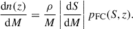 $$ \begin{aligned} \frac{\mathrm{d}n(z)}{\mathrm{d}M} = \frac{\rho }{M} \left|\frac{\mathrm{d}S}{\mathrm{d}M} \right| p_{\rm FC}(S,z) . \end{aligned} $$