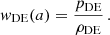 $$ \begin{aligned} { w}_{\rm DE}(a) = \frac{p_{\rm DE}}{\rho _{\rm DE}}\,. \end{aligned} $$