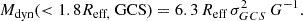 $$ \begin{aligned} M_\text{dyn} (< 1.8 R_\text{eff,} \text{ GCS}) = 6.3\, R_\text{eff} \,\sigma _{GCS}^{2} \,G^{-1}. \end{aligned} $$