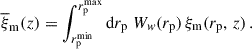 $$ \begin{aligned} \overline{\xi }_{\rm m}(z) = \int _{{r_{\rm p}^\mathrm{min}}}^{{r_{\rm p}^\mathrm{max}}} \mathrm{d} {r_{\rm p}} \;W_{ w}(r_{\rm p})\,\xi _{\rm m}(r_{\rm p},\,z)\,. \end{aligned} $$