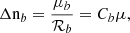 $$ \begin{aligned} \Delta {\mathrm{n} }_{b} = \dfrac{\mu _{b}}{\mathcal{R} _{b}}= C_{b}\mu , \end{aligned} $$