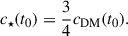 $$ \begin{aligned} c_\star (t_0) = \frac{3}{4} c_{\rm DM}(t_0). \end{aligned} $$