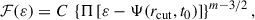 $$ \begin{aligned} \mathcal{F} (\varepsilon ) = C\,\left\{ \Pi \left[\varepsilon -\Psi (r_{\rm cut},t_0)\right]\right\} ^{m-3/2}, \end{aligned} $$