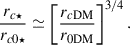 $$ \begin{aligned} \frac{r_{c\star }}{r_{c0\star }} \simeq \left[\frac{r_{c\mathrm{DM}}}{r_{0\mathrm{DM}}}\right]^{3/4} . \end{aligned} $$