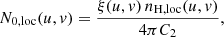 $$ \begin{aligned} N_\mathrm{0,loc} (u,v) = \frac{\xi (u,v)\,n_\mathrm{H,loc} (u,v)}{4\pi C_2} \text{,} \end{aligned} $$
