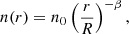 $$ \begin{aligned} n(r) = n_0\left(\frac{r}{R}\right)^{-\beta } ,\end{aligned} $$