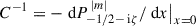 $ C^{-1}=-{\text{ d}}P^{\,|m|}_{-1/2-{\text{ i}}\zeta}/{\text{ d}}x\big|_{x = 0} $