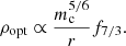 $$ \begin{aligned} \rho _{\rm opt}\propto \frac{m_{\rm c}^{5/6}}{r}f_{7/3}. \end{aligned} $$