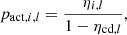 $$ \begin{aligned} p_{\mathrm{act} ,i,l} = \frac{\eta _{i,l}}{1-\eta _{\mathrm{cd} ,l}}, \end{aligned} $$