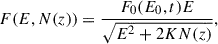 $$ \begin{aligned} F(E,N(z))=\frac{F_0(E_0,t)E}{\sqrt{E^2+2KN(z)}}, \end{aligned} $$