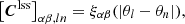 $$ \begin{aligned} \left[{\boldsymbol{C}}^\mathrm{lss}\right]_{\alpha \beta ,ln} = \xi _{\alpha \beta }(|\theta _l - \theta _n|), \end{aligned} $$