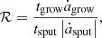 $$ \begin{aligned} \mathcal{R} = \frac{t_{\mathrm{grow} } \dot{a}_{\mathrm{grow} }}{t_{\mathrm{sput} } \left|\dot{a}_{\mathrm{sput} }\right|}, \end{aligned} $$