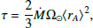 $$ \begin{aligned} \tau = \frac{2}{3}\dot{M}\Omega _{\odot }\langle r_A \rangle ^2, \end{aligned} $$
