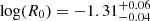 $ \log(R_{0})=-1.31_{-0.04}^{+0.06} $