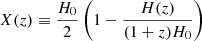 $ X(z)\equiv\frac{H_0}{2}\left(1-\frac{H(z)}{(1+z)H_0}\right) $