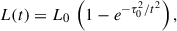 $$ \begin{aligned} L(t)=L_0\,\left(1-e^{-\tau _0^{2}/t^2}\right), \end{aligned} $$
