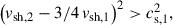 $$ \begin{aligned} \left(v_{\mathrm{sh} ,2} - 3/4\,v_{\mathrm{sh} , 1}\right)^2 > c_{\mathrm{s} , 1}^2, \end{aligned} $$