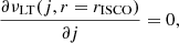 $$ \begin{aligned} \frac{\partial \nu _{\mathrm{LT} }(j, r=r_\mathrm{ISCO} )}{\partial j}=0, \end{aligned} $$