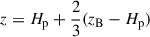 $ z = H_{\mathrm{p}} + \frac{2}{3} ( z_{\mathrm{B}} - H_{\mathrm{p}}) $
