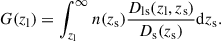 $$ \begin{aligned} G(z_{\rm l}) = \int _{z_{\rm l}}^{\infty } n(z_{\rm s}) \frac{D_{\rm ls}(z_{\rm l},z_{\rm s})}{D_{\rm s}(z_{\rm s})}\mathrm{d}z_{\rm s}. \end{aligned} $$