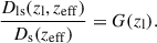 $$ \begin{aligned} \frac{D_{\rm ls}(z_{\rm l},z_{\rm eff})}{D_{\rm s}(z_{\rm eff})} = G(z_{\rm l}). \end{aligned} $$