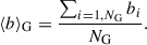 $$ \begin{aligned} \langle b \rangle _{\rm G} = \frac{\sum _{i = 1, N_{\rm G}} b_i}{N_{\rm G}}. \end{aligned} $$