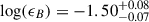$ \log(\epsilon_B) = -1.50^{+0.08}_{-0.07} $