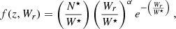 $$ \begin{aligned} f(z,W_r) = \left(\frac{N^\star }{W^\star }\right) \left(\frac{W_r}{W^\star }\right)^{\alpha } e^{-\left(\frac{W_r}{W^\star }\right)}~, \end{aligned} $$