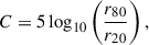 $$ \begin{aligned} C = 5 \log _{10} \left( \frac{r_{80}}{r_{20}} \right), \end{aligned} $$