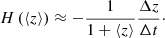 $$ \begin{aligned} H\left(\langle z \rangle \right) \approx -\frac{1}{1+\langle z \rangle } \frac{\Delta z}{\Delta t} \cdot \end{aligned} $$