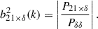 $$ \begin{aligned} b_{21\times \delta }^2 (k) = \left|\frac{P_{21\times \delta }}{P_{\delta \delta }}\right|. \end{aligned} $$