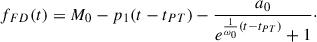 $$ \begin{aligned} f_{FD}(t) = M_0 - p_1 (t-t_{PT}) - \frac{a_0}{e^{\frac{1}{\omega _0}(t-t_{PT})}+1}\cdot \end{aligned} $$