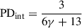 $ \mathrm{PD}_{\mathrm{int}} = \frac{3}{6\gamma+13} $