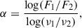 $$ \begin{aligned} \alpha = {{\log (F_{1}/F_{2})}\over {\log (\nu _{1}/\nu _{2})}}, \end{aligned} $$