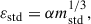 $$ \begin{aligned} \varepsilon _{\rm {std}} = \alpha m_{\rm {std}}^{1/3} ,\end{aligned} $$