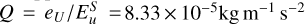 $Q=e_{U} / E_{u}^{S}= 8.33 \times 10^{-5} \mathrm{~kg} \mathrm{~m}^{-1} \mathrm{~s}^{-2}$