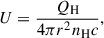 $$ \begin{aligned} U=\frac{Q_{\rm H}}{4\pi r^{2}n_{\rm H}c}, \end{aligned} $$
