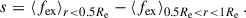 $$ \begin{aligned} s = \left\langle f_{\mathrm{ex} } \right\rangle _{r < 0.5 R_{\mathrm{e} }} - \left\langle f_{\mathrm{ex} } \right\rangle _{0.5 R_{\mathrm{e} } < r < 1 R_{\mathrm{e} }}. \end{aligned} $$