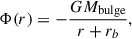 $$ \begin{aligned} \Phi (r)=-\frac{GM_{\rm bulge}}{r+r_b} ,\end{aligned} $$