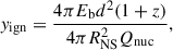 $$ \begin{aligned} y_{\rm ign} = \frac{4\pi E_{\mathrm{b} }d^{2}(1+z)}{4\pi R_{\rm NS}^{2}Q_{\rm nuc}}, \end{aligned} $$