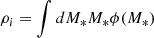 $$ \begin{aligned} \rho _i = \int dM_* M_* \phi (M_*) \end{aligned} $$